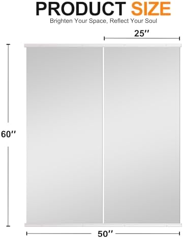 Delma Large Full Body Mirror for Yoga, Frameless Wall-Mounted Glass Panel (60"x25"-White) 2PCS for Home, Garage, Bedroom & Bathroom - Image 5