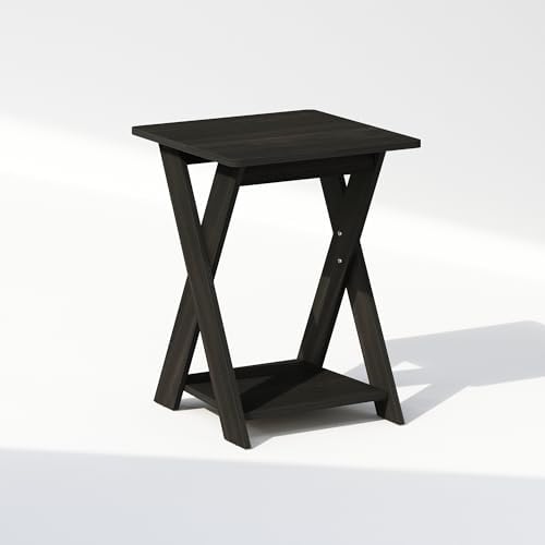 Furinno TIDUR 2-Tier Oval Night Stand with Open Shelf, Espresso - Image 5