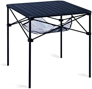 iClimb Lightweight Stable Alu. Folding Square Table Roll Up Top (Black, L) by iClimb