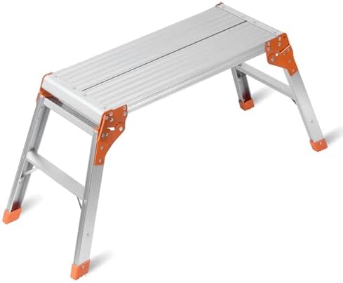 LEADALLWAY Aluminum Work Platform Step Ladder, 30"x12"x20" by LEADALLWAY