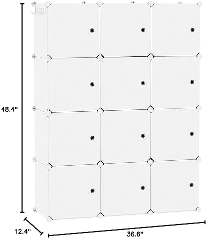 C&AHOME 12-Cube Storage Organizer with Door Cube Shelf Closet Cabinet Milky - Image 3