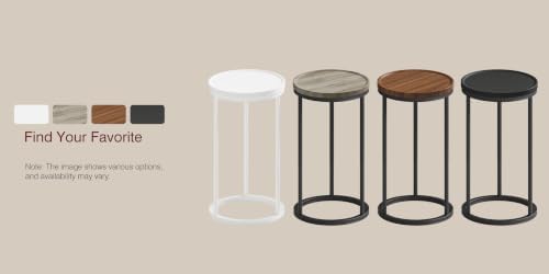 YAUKOMEL Small Round Side Table,Round Sofa End Table Walnut - Image 7
