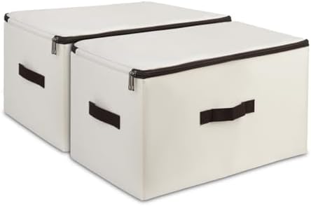 Folding Lidded Storage Bins with Lockable Zip Label Pocket Handles by iwillCREATEPRO