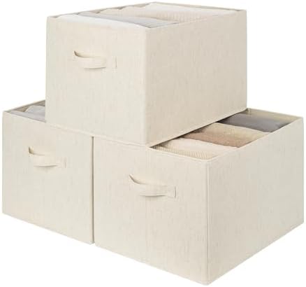 StorageWorks Closet Storage Bins, Beige(NaturWeave Fabric), Extra Large by StorageWorks