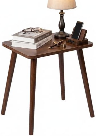 FORAOFUR Small Side Table with Wooden Legs, Short Coffee Table, Brown by FORAOFUR