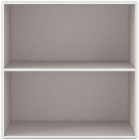 Homes: Inside + Out Apexa 2-Tier Cube Storage Organizer Shelves, Stackable Wood Bookcase Fits Cubby Bins for Organization, Dorm Teen Room Decor & Home Office, Taupe Grey - Image 4