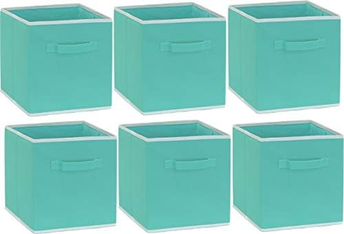 Simple Houseware 11-Inch Foldable Cube Storage Bins, Turquoise, 6-Pack - Image 2