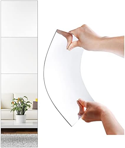 SLDIYWOW Wall Mirror Full Length, 4Pcs Full Body Mirror for Bedroom, Safety Unbreakable Mirror Great for Baby Kids Toddler, Full Body Mirror Tiles for Bedroom, Home Gym, Living Room by SLDIYWOW
