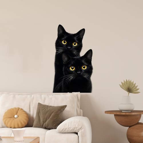 Black Cat Halloween Wall Decals Peel and Stick, Cute Spooky Cat Wall Stickers, Removable Vinyl Halloween Wall Decor, Moon Bat Pumpkin Wall Art for Bedroom Living Room Window Party Decorations - Image 4