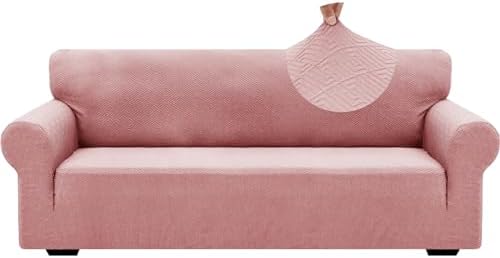 ZNSAYOTX 1 Piece Jacquard Couch Covers for 3 Cushion Couch Living Room High Stretch Sofa Cover Pets Dogs Friendly Anti Slip Thickened Slipcovers Furniture Protector (Large,New Pattern,Rose) by ZNSAYOTX