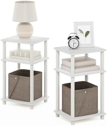 Furinno JUST Set of 2 Toolless 3-Tier Night Stand, White by Furinno-FitsYourSpaceFitsYourBudget