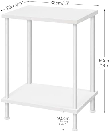 HOOBRO End Tables Set of 2, Small Side Table, Nightstand with 2-Layer Storage Shelves, Sofa Table for Small Spaces, Living Room, Bedroom, Stable Frame, Easy Assembly, White WW09BZP201 - Image 3