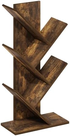 Furinno Tree Book Shelf, 5-Tier Bookshelf with Angled Open Shelf, Tree Bookcase for Room Decor, 8.4 x 15.7 x 30.3, for Organization and Storage, for Living Room, Bedroom, Home Office, Amber Pine - Image 4