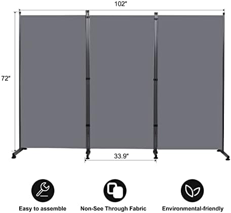 Room Divider 3 Panel Folding Privacy Screen, Round Pad Design Wall Divider - Image 6