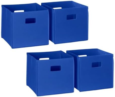 RiverRidge Folding Storage Bins - 4-pack of 10in Tall Blue Cubes by RiverRidgeHome