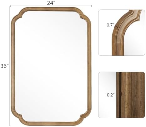 WallBeyond 24" x 36" Rounded Corner Arch Wall Mirror with Wood Frame for Entryway, Living Room or Bedroom Home Decor - Light Woodgrain, Honey-Colored - Image 6