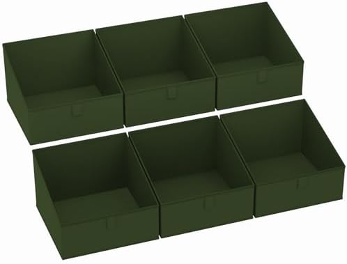 DIMJ Closet Storage Bins 6 Pack - Fabric Trapezoid Closet Organizer Bin, Foldable Storage Baskets for Shelves, Closet Shelf Organizer, Clothing Storage Box for Toys, Books, Towel, Clothes, Green by DiMJ