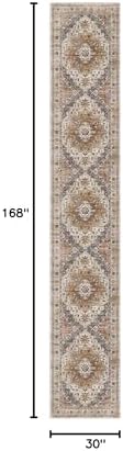 Madane Hallway Runner Rug 2'6''x14' Kitchen Runners Vintage, Turmeric/Grey - Image 2