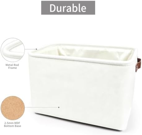 Bagnizer Storage Bins Large Fabric Storage Baskets for Shelves 3 Pack, Decorative Linen Closet Baskets with Handles for Organizing, Shelf, Clothes, Home, Office, 15x11x9.5Inches (White) - Image 5
