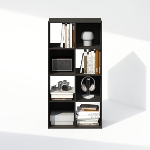 Furinno PELLI Book Shelf, 8-Cube Bookshelf, Horizontal Cube Storage Organizer Bookcase, 11.7 x 23.7 x 47, for Living Room, Bedroom, Home Office, Espresso - Image 6