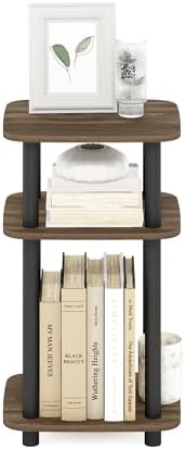 Furinno JUST 3-Tier Telephone Table, Turn-N-Tube Toolless Side Table with Open Shelf, Round Curve Corner Night Stand, Bedside Table, for Living Room, Bedroom, Columbia Walnut - Image 5
