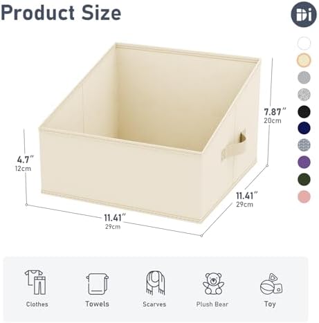 DIMJ Closet Storage Bins 8 Pack - Fabric Trapezoid Closet Organizer Bin, Foldable Storage Baskets for Shelves, Closet Shelf Organizer, Clothing Storage Box for Toys, Books, Towel, Clothes - Image 2