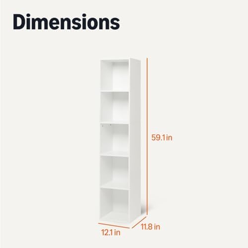 Amazon Basics 5-Cube Bookcase Compatible with Fabric Storage Cube Organizers, White - Image 2