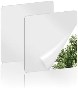 yuntop 2 Pack Self Adhesive Acrylic Mirror, 2MM Flexible Plastic Mirror, Shatterproof PS Frameless Wall Mirror for Bathroom Vanity and Entryway (6 x 6 inch) by yuntop