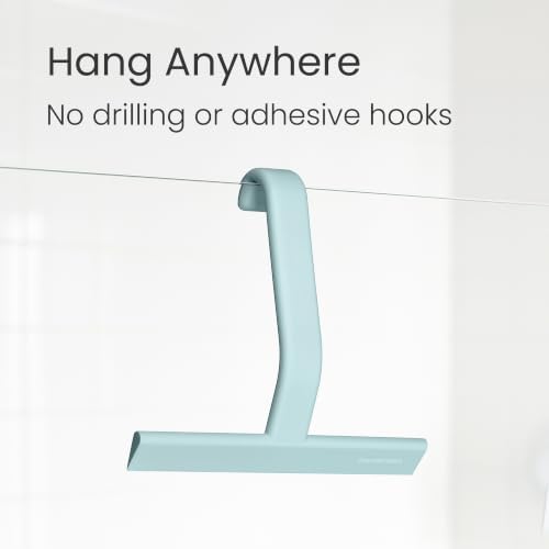 dancemoon JustHang Shower Squeegee with Built-in Hook, 10-Inch Slate Blue - Image 4