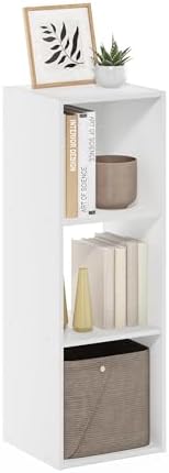 Furinno PELLI Book Shelf, 3-Cube Bookshelf with Open & Closed Back Cubes, 3 x 1 Storage Organizer Cabinet, 11.6 x 12.2 x 35.9, for Living Room, Bedroom, Home Office, White by Furinno-FitsYourSpaceFitsYourBudget