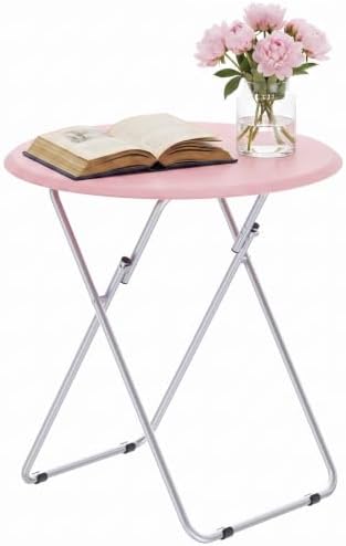 TV Tray Table, Folding TV trays Portable Table on Couch, Round&Pink by Fleecy+day
