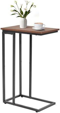 C-Shaped End Table - Slim Slide-Under Couch TV Tray Side Table by fusehome