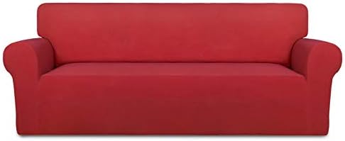 PureFit Stretch Oversized Couch Covers Fleece Sofa Slipcovers Red by PureFit