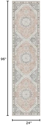 Madane Hallway Runner Rug 2x8 Washable Kitchen Rugs Non-Slip, Pink/Gray - Image 2