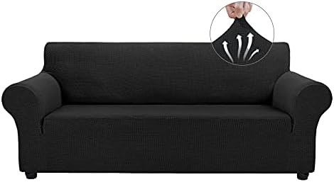Asnomy Stretch Oversized Couch Covers for Sofa Slipcover,Black by Asnomy