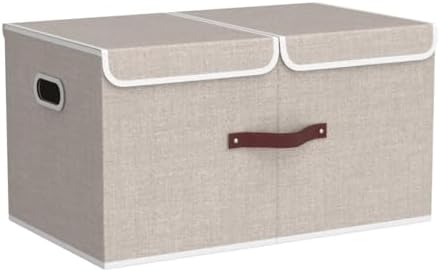 TYEERS Extra Large Collapsible Storage Bins with Lids and Compartments, Washable, Fabric Storage Boxes, 21.7x13x11.8 inches, 2 Pack, Beige - Image 4