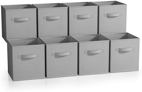 Sorbus Fabric Storage Cubes, 8 Pack, with Handles (11 Inch, Gray) by Sorbus