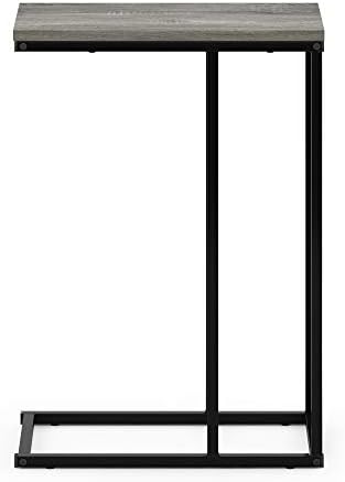 Furinno CAMNUS C-Shape Metal Frame Side Table, French Oak Grey - Image 6