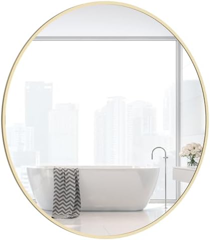 WallBeyond 24 inch Round Mirror Gold Circle Wall Mirror for Bathroom with Metal Framed, Round Wall Mirror for Wall Decor, Vanity, Entryway Living Room by WallBeyond