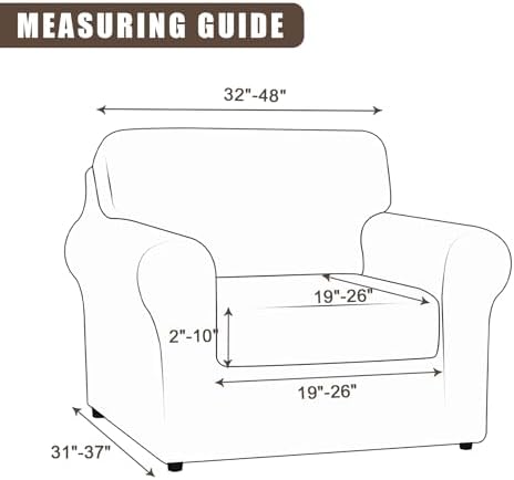 SearchI Stretch Sofa Cover Printed Couch Covers, Floral Pattern 2 Piece Armchair Slipcover with Separate Chair Cushion Cover, Washable Furniture Protector for Living Room(Armchair, Gray+White) - Image 3