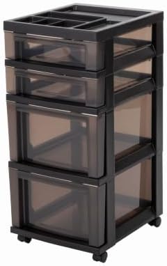 IRIS USA 4-Drawer Rolling Storage Cart with Wheels, Black/Gray by IRISUSA
