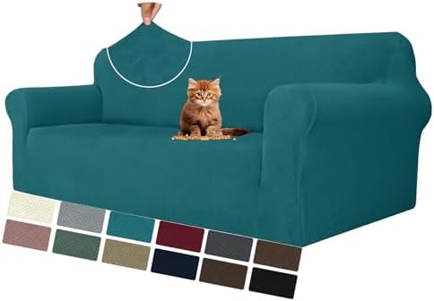 MAXIJIN Couch Covers for 3 Cushion Couch Sofa (71"-91"), 1-Piece Stretch Sofa Cover Slipcover Furniture Protector with Elastic Bottom for Kids,Dogs (Large, Diamond Pattern Blackish Green) by MAXIJIN