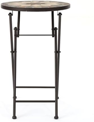 Christopher Knight Home Silvester Outdoor Stone Side Table with Iron Frame, Beige / Black by ChristopherKnightHome