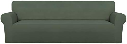 PureFit Stretch Couch Covers for Sofa 4 Seater Slipcovers Grayish Green by PureFit