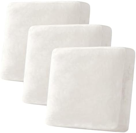 H.VERSAILTEX Velvet Stretch Couch Cushion Cover Plush Cushion Slipcover for Chair Loveseat Sofa Cushion Furniture Protector Seat Cushion Sofa Cover (3 Piece XL Sofa Cushion Covers, Porcelain White) by HVERSAILTEX