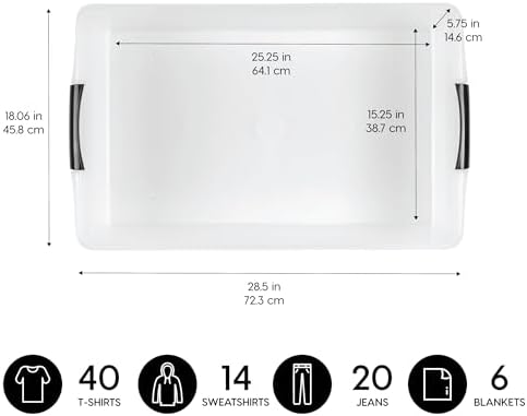 IRIS USA 3-Pack, 40 Qt. Under Bed Storage Bin with Lids, Black/Clear - Image 2