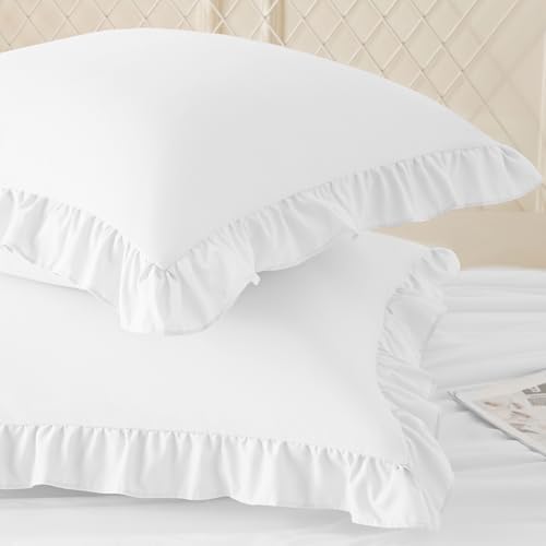 KKJIAF 2 Pack Ruffle Pillow Cases 18x18 Inches, White - Image 2