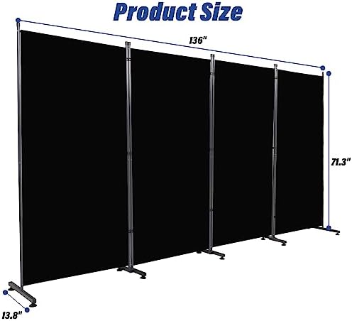 4 Panel Folding Room Divider,Privacy Screen Freestanding Space Separator - Image 6