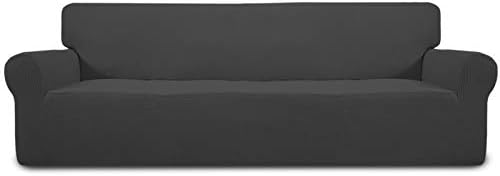 Easy-Going Stretch 4 Seater Oversized Sofa Couch Cover Dark Gray by Easy-Going