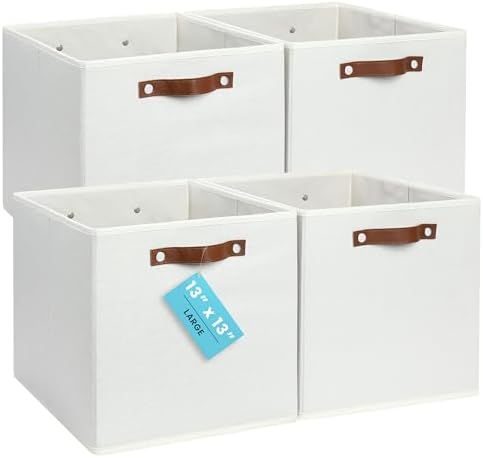 OrganiHaus 13x13 Cube Storage Bins, Set of 4 - Fabric Storage Cubes by OrganiHaus